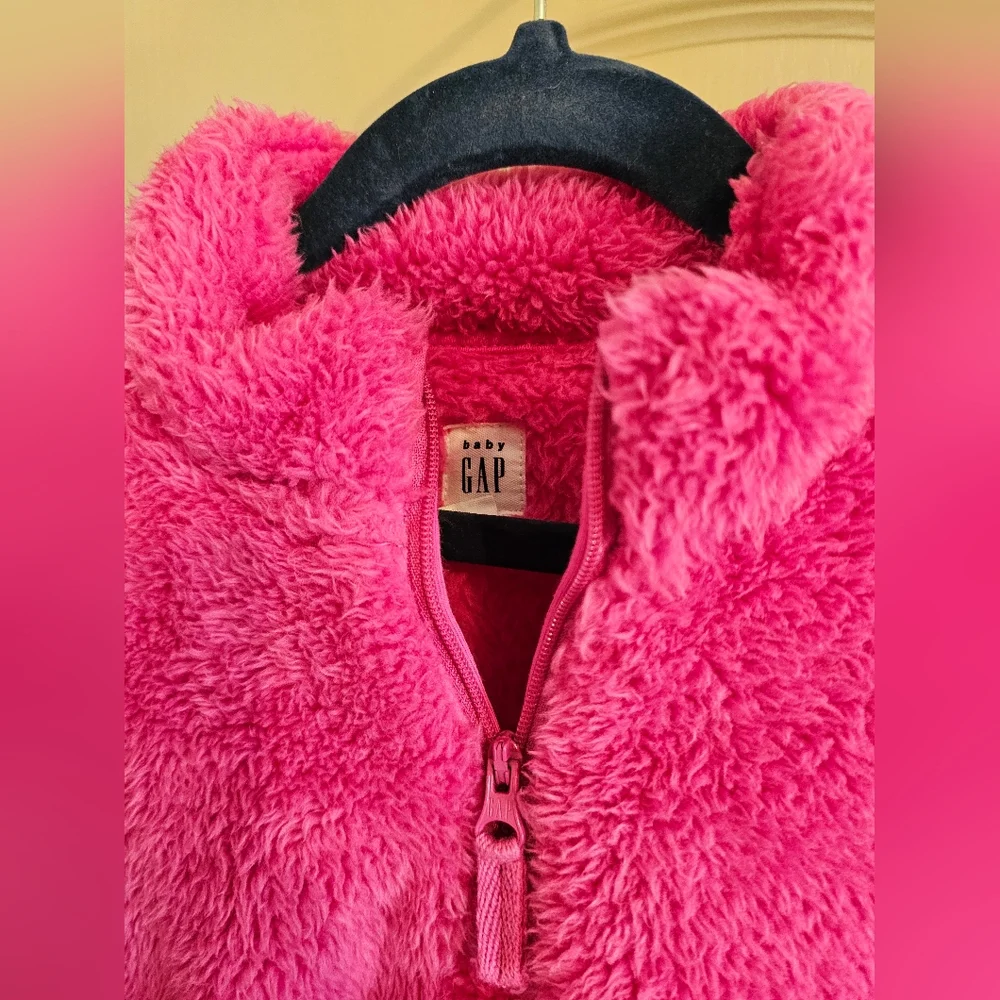 Girls Baby GAP Faux Fur 1/4 Zip Pullover Sweater 12-18mos